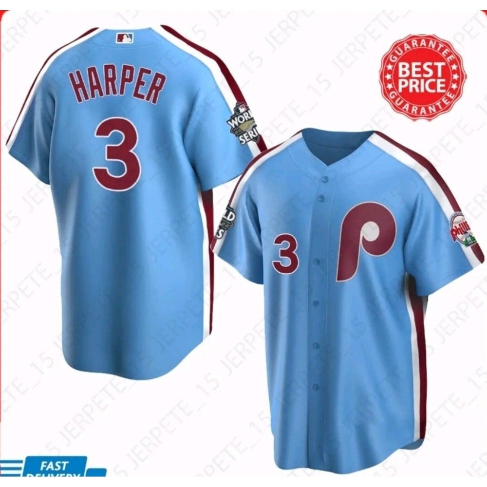 PHILADELPHIA PHILLIES BRYCE HARPER stitched jersey Large With Special Patch Nwt